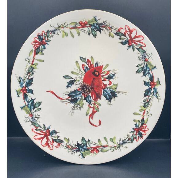 Lenox Winters Greetings Cake Platter 783124 American by Design Red Cardinal - Picture 1 of 10